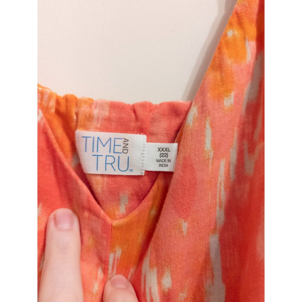 Time & Tru women's orange/pink design dress size XXXL/22 NWT - Picture 4 of 6